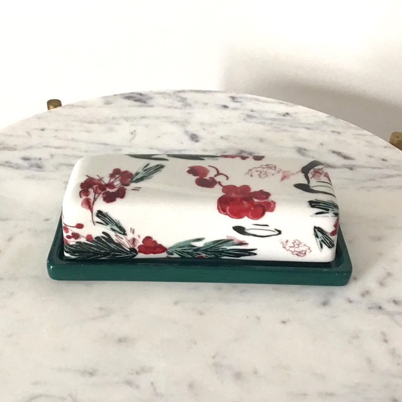 Anthropologie Butter Dish Handpainted Glazed Stoneware New in Box - Picture 5 of 8